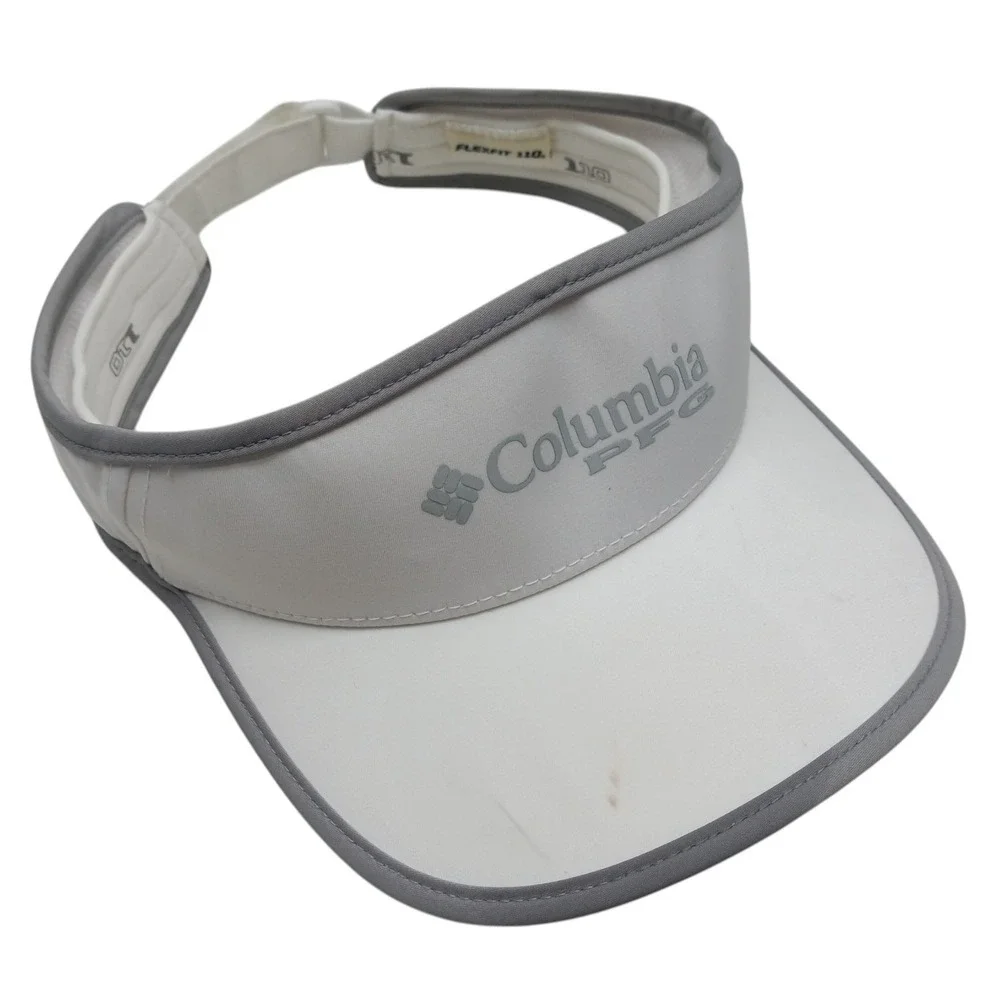 Columbia PFG Flexfit 110 Visor White Grey Performance Fishing Gear Hat